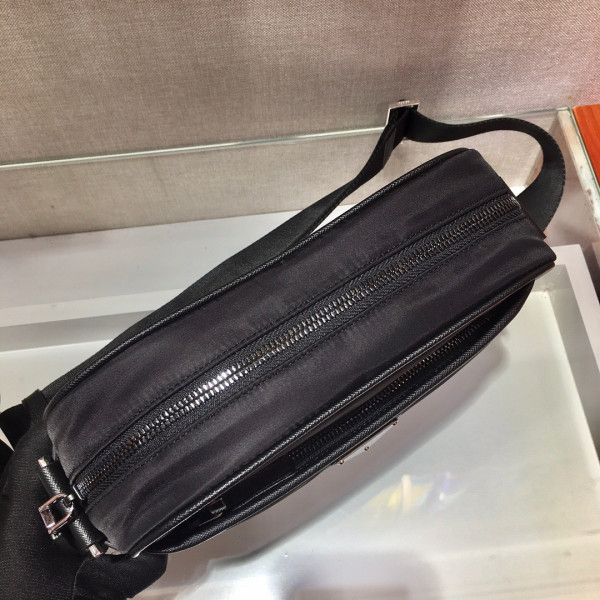 Pra*a re-nylon and saffiano leather shoulder bag