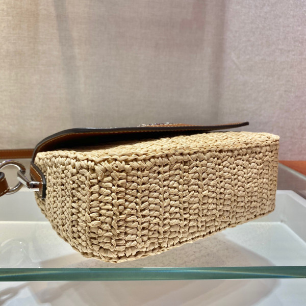 Pra*a raffia and leather shoulder bag