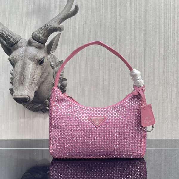 Pra*a satin mini-bag with artificial crystals