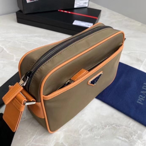 Pra*a re-nylon and saffiano leather shoulder bag