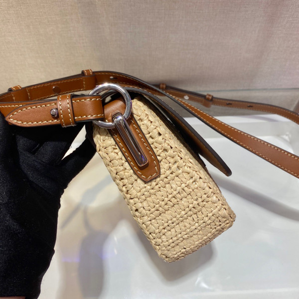 Pra*a raffia and leather shoulder bag