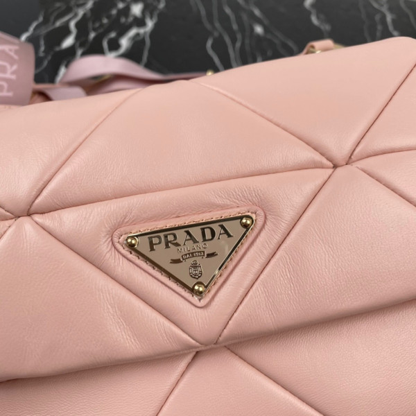 Pra*a system nappa leather patchwork bag