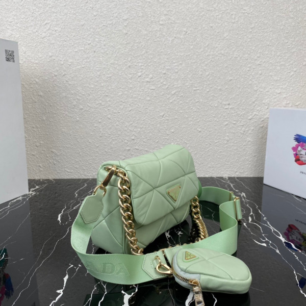Pra*a system nappa leather patchwork bag