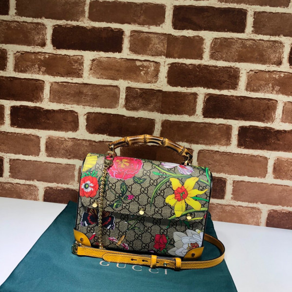 G*u*i padlock gg small bamboo shoulder bag