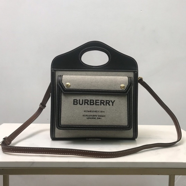 B**rry mini two-tone canvas and leather pocket bag