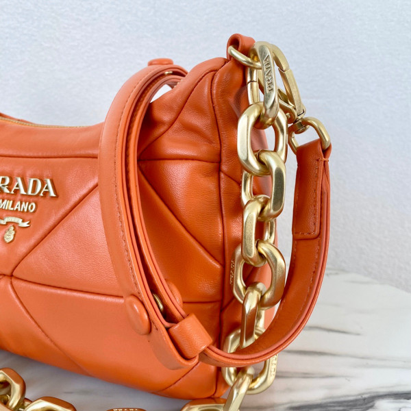 Pra*a system nappa leather patchwork bag