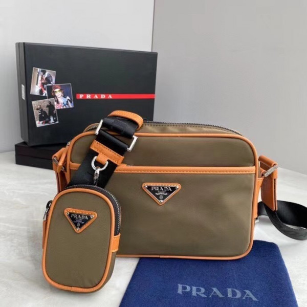Pra*a re-nylon and saffiano leather shoulder bag