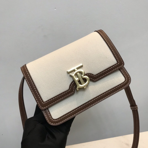 B**rry two-tone canvas and leather tb bag