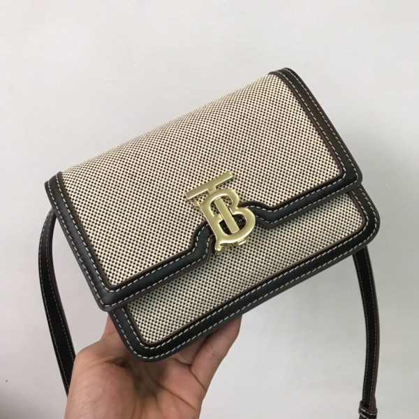 B**rry two-tone canvas and leather tb bag