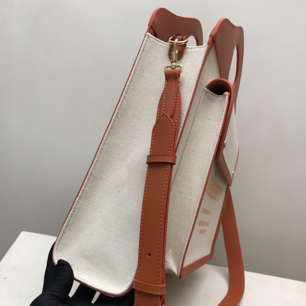 B**rry medium two-tone canvas and leather pocket tote