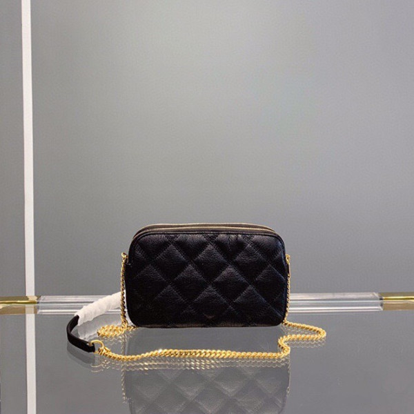 YSL BECKY DOUBLE-ZIP POUCH IN QUILTED LAMBSKIN