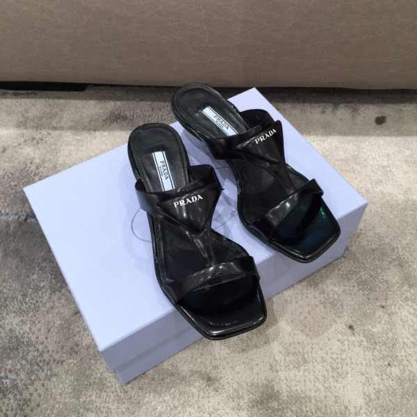 Pra*a brushed leather high-heeled thong sandals