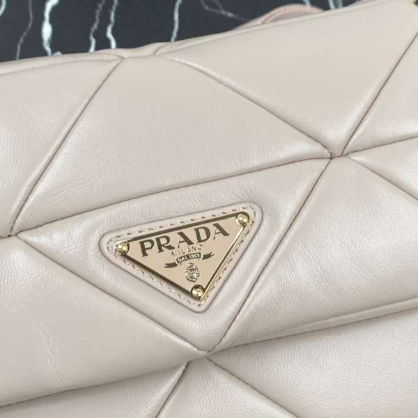 Pra*a system nappa leather patchwork bag