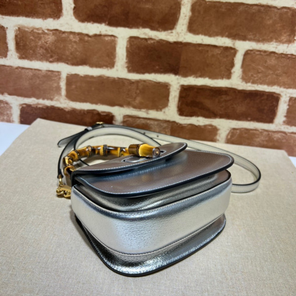 G*u*i mini top handle bag with bamboo