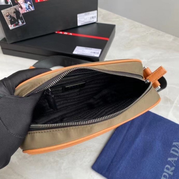 Pra*a re-nylon and saffiano leather shoulder bag