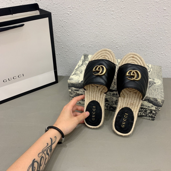 G*u*i leather espadrille sandal