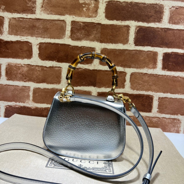 G*u*i mini top handle bag with bamboo