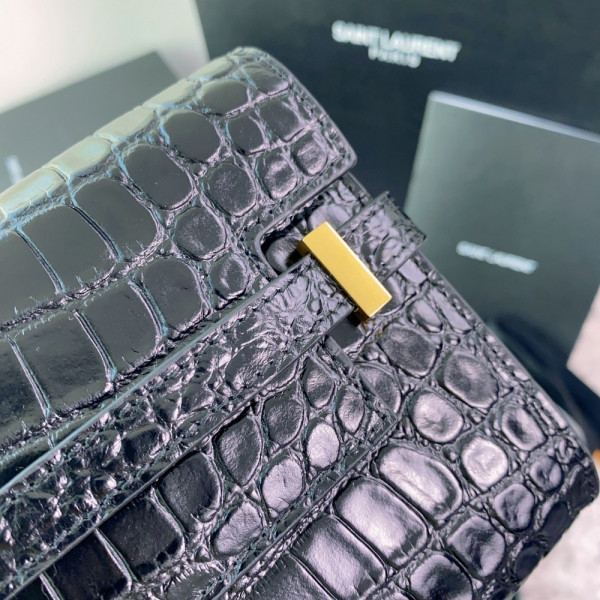 YSL MANHATTAN CLUTCH IN CROCODILE-EMBOSSED LEATHER