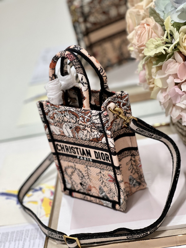 mini D*or book tote phone bag