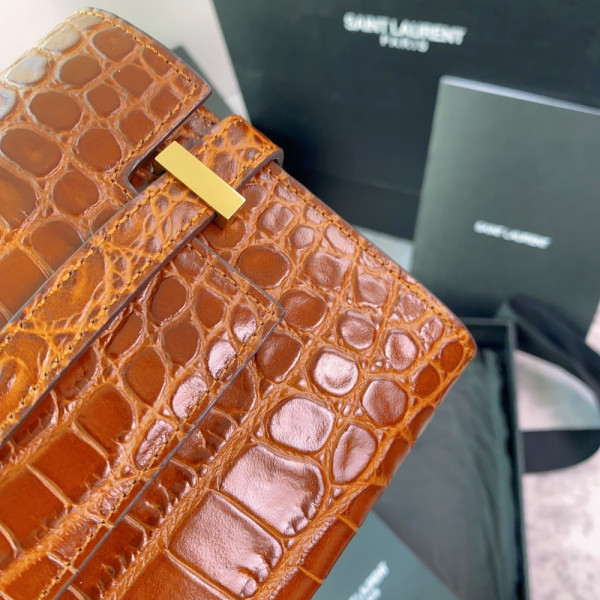 YSL MANHATTAN CLUTCH IN CROCODILE-EMBOSSED LEATHER