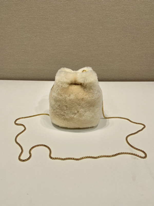 Pra*a shearling bucket bag