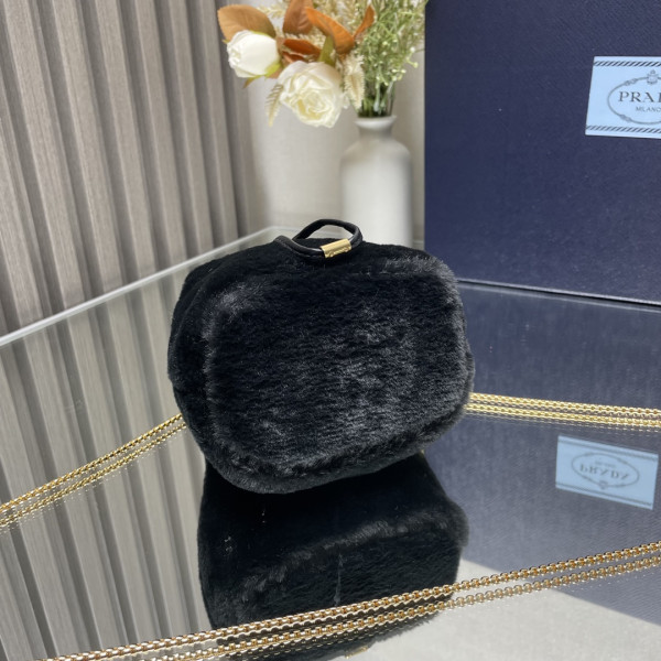Pra*a shearling bucket bag