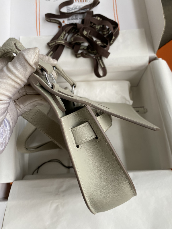 H**mes jypsiere mini bag in swift leather gris meyer