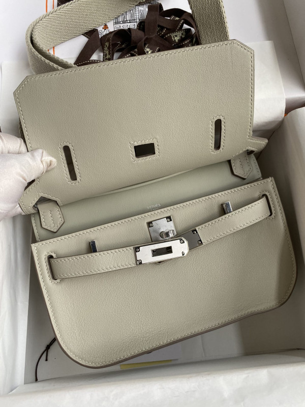 H**mes jypsiere mini bag in swift leather gris meyer