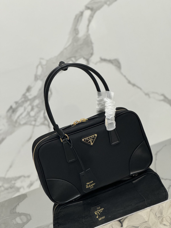 Pra*a re-edition 1978 large re-nylon and saffiano leather two-handle bag