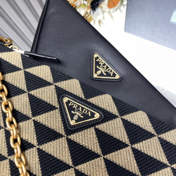 Pra*a triangular sequined pouch-26*16*13cm