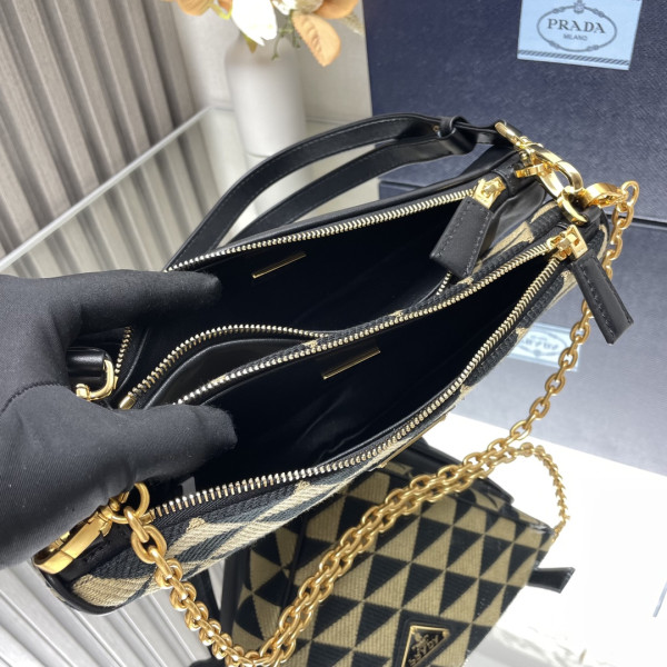 Pra*a triangular sequined pouch-26*16*13cm