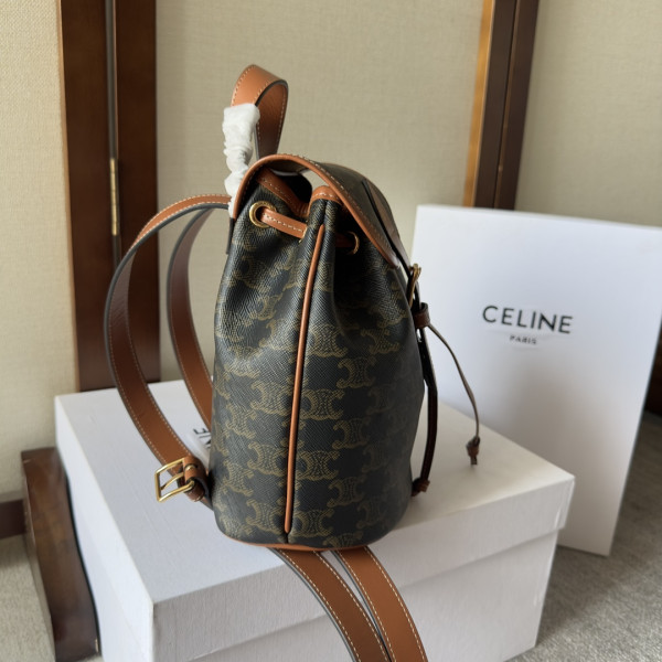 Ce**e mini backpack folco in triomphe canvas and calfskin