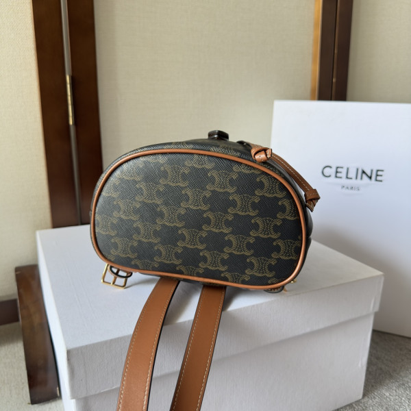 Ce**e mini backpack folco in triomphe canvas and calfskin