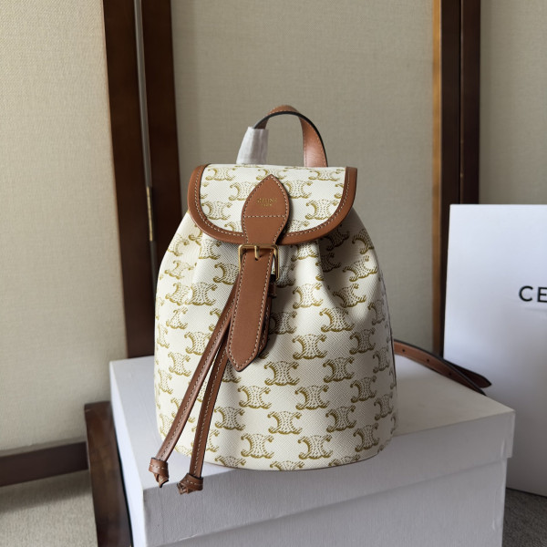 Ce**e mini backpack folco in triomphe canvas and calfskin