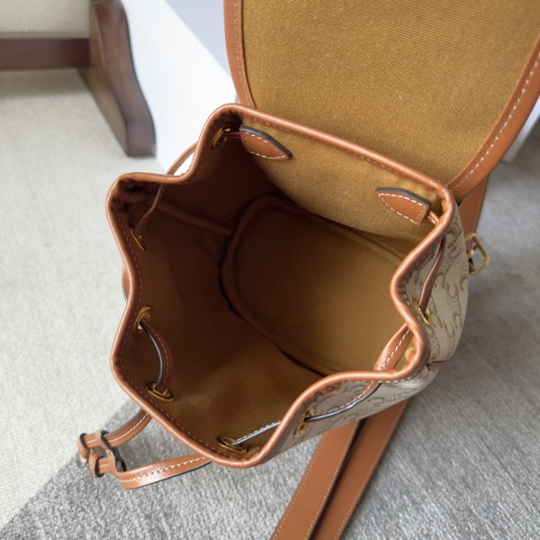 Ce**e mini backpack folco in triomphe canvas and calfskin