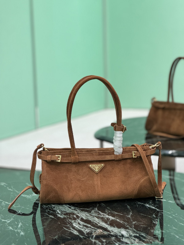 Pra*a medium suede handbag-32*15.5*12cm