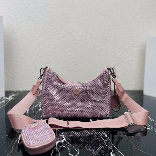 Pra*a re-edition 2005 satin bag with crystals